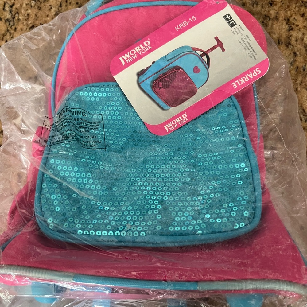 Kids Pink and Turquoise Sequin Backpack